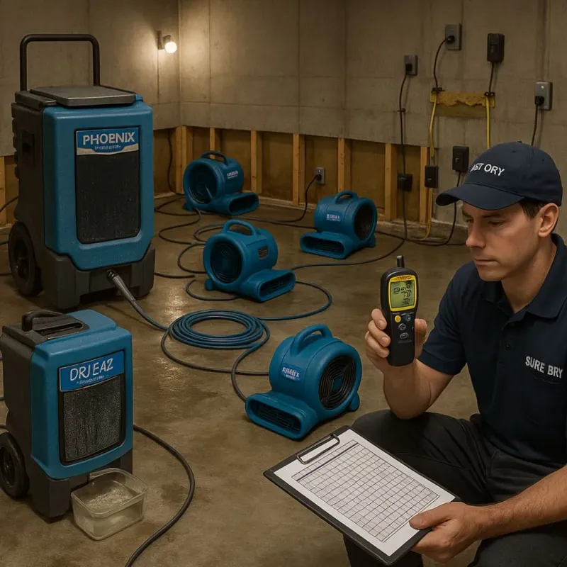 Structural Drying and Dehumidification process in New Territory, TX